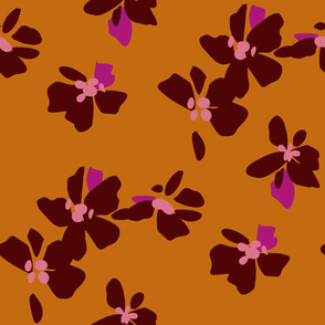 Bold Floral Scaled Orange With Burgundy