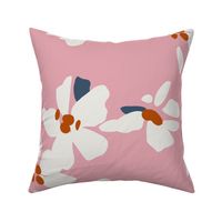 Bold Floral Scaled Pink with Natural