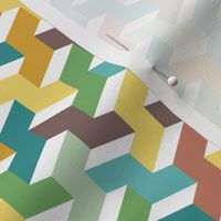 Tiny small retro 3D isometric pastel blocks