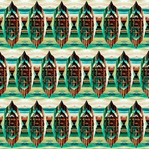 WESTERN CHEVRON AQUA ORANGE PATTERN