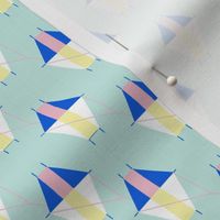 Small Geometric Kites on Robins Egg Blue