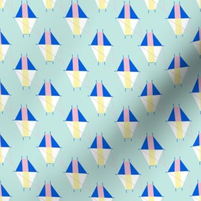 Small Geometric Kites on Robins Egg Blue