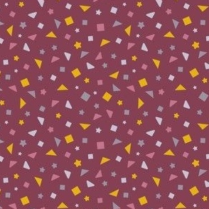 marigold geometrics on burgundy - small scale 