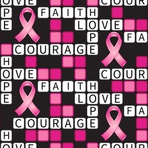 Pink Ribbons Crossword  1/2inch letters, 1.8" ribbons