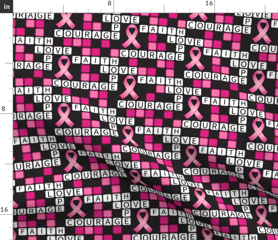 Pink Ribbons Crossword  1/2inch letters, 1.8" ribbons