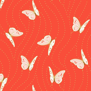 White Eyelet Butterflies | Bold Coral