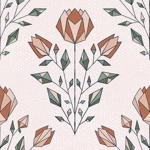 Textured Geometric Floral - blush pink and green - medium scale