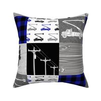 lineman patchwork - buffalo plaid (royal blue) C21