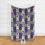 Eat Sleep Hockey - Ice Hockey Patchwork - Hockey Nursery - Wholecloth purple and grey (90) - C21