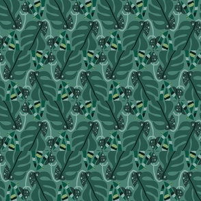 Abstract green tropical plant pattern