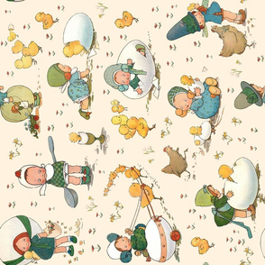 Vintage Easter Chicks on Cream Rotated - large scale 