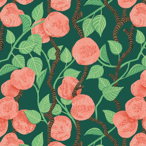 Peaches on Dark Green