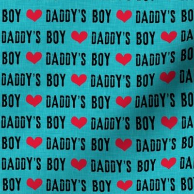 daddy's boy - valentines day fabric - teal - C21