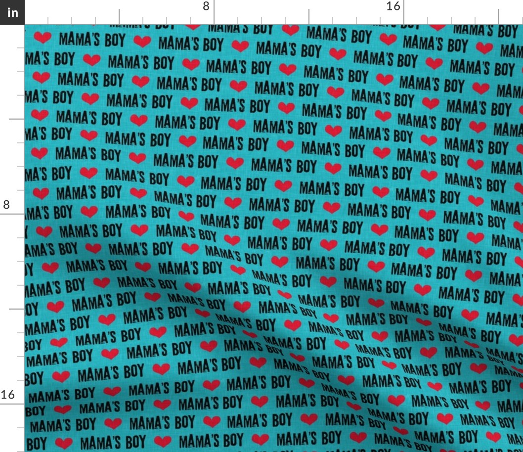 Mama's boy - valentines day fabric - teal - C21