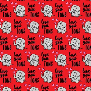 (small scale) Love you tons - elephant valentines day - red & black - C21