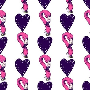 Pink flamingo and hearts