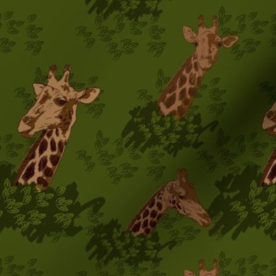 Giraffes in leaves