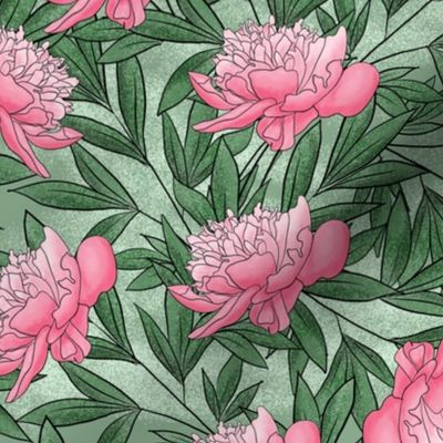 Peony Watercolor Floral Pattern_Sage