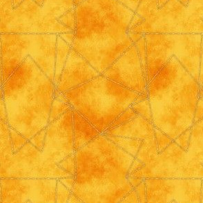 Tangram geometric - golden lines on distressed yellow