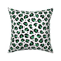 Boho leopard animal print spotted cheetah fur modern style raw brush st patrick's day green black on white  