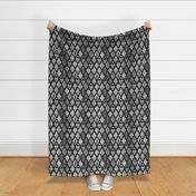 Rhombus Florals Damask Black White