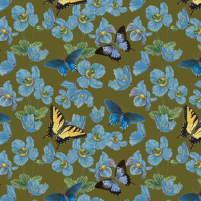 SWALLOWTAIL BLUE POPPY - BLUE POPPY COLLECTION  (DEEP OLIVE)