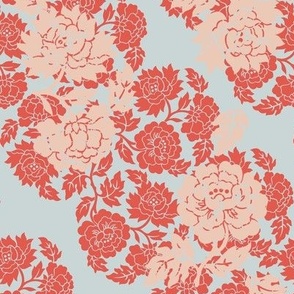 Asian Flowers Modern Damask 