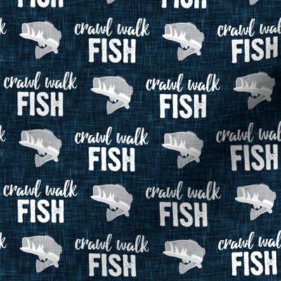 Crawl Walk Fish - bass fishing - navy blue and grey - C21