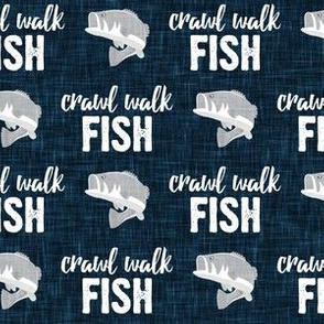 Crawl Walk Fish - bass fishing - navy blue and grey - C21