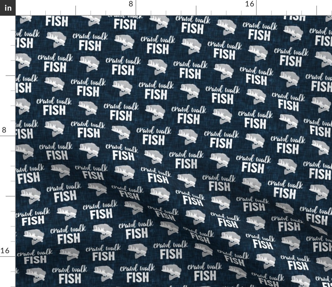 Crawl Walk Fish - bass fishing - navy blue and grey - C21