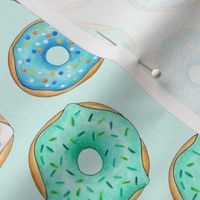 Iced Donuts Blue on light mint - 2 inch donuts
