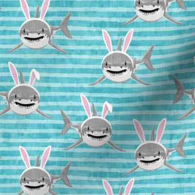 Bunny Shark - aqua stripes - LAD21