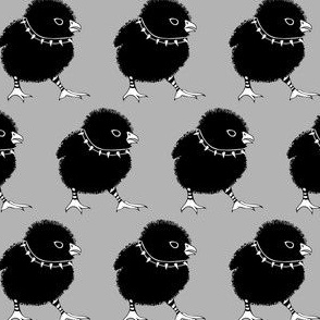 Goth Punk Chicks Black on Gray Small Rows