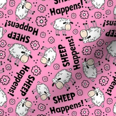Large Scale Sheep Happens Funny Sarcastic Animals on Pink