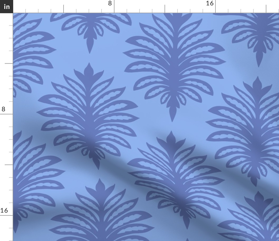 Palm leaf - blue - large