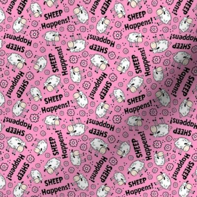 Small Scale Sheep Happens Funny Sarcastic Animals on Pink