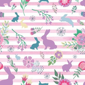 Small Pink Floral Bunny Stripe