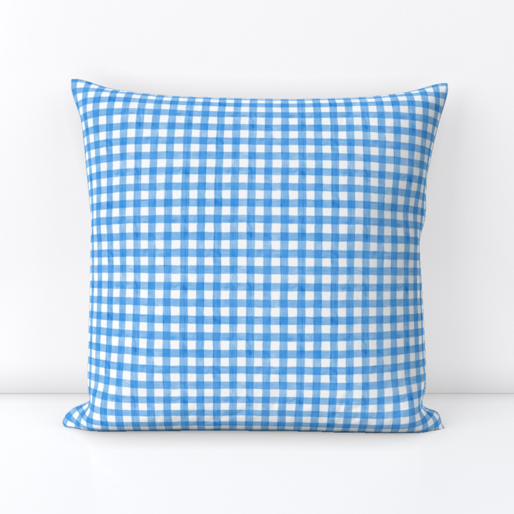 Spring Blue Watercolor Gingham