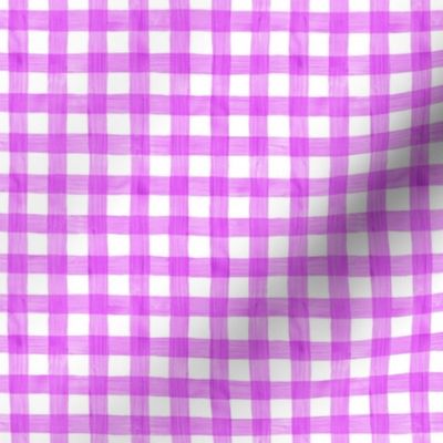 Neon Pink Watercolor Gingham