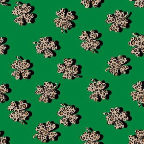 leopard shamrock fabric - St. Patricks day fabric - Irish - green