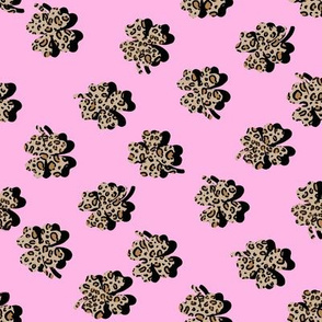 leopard shamrock fabric - St. Patricks day fabric - Irish - pink