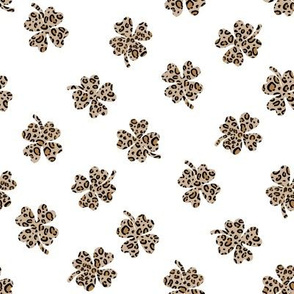 leopard shamrock fabric - St. Patricks day fabric - Irish - white
