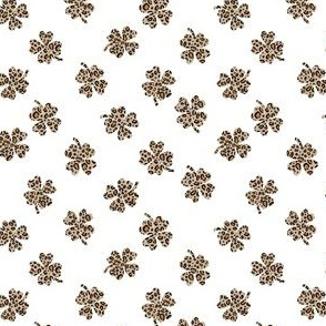 SMALL leopard shamrock fabric - St. Patricks day fabric - Irish - white