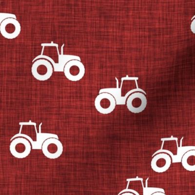 barn red linen tractors
