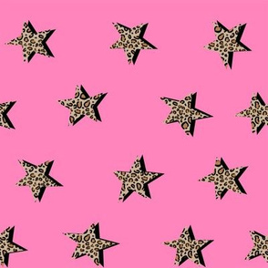 leopard star fabric - trendy fashion design -pink