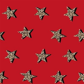 leopard star fabric - trendy fashion design -red