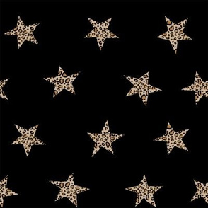 leopard star fabric - trendy fashion design -black