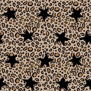 leopard star fabric - trendy fashion design -black