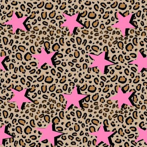leopard star fabric - trendy fashion design -pink and black