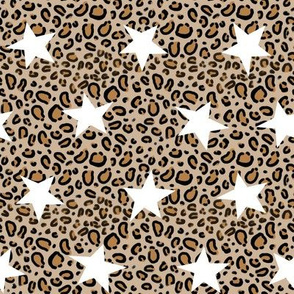 leopard star fabric - trendy fashion design -white